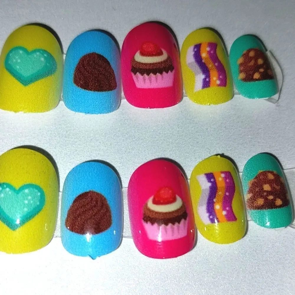 Kids sweet treats custom 10pc  press on nails for girls and teens